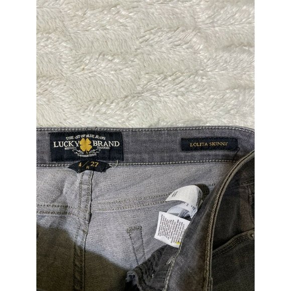 Women's Lucky Brand Gray Jeans Lolita Skinny, Size 4 / 27 (28x28 msrd) - Picture 11 of 12